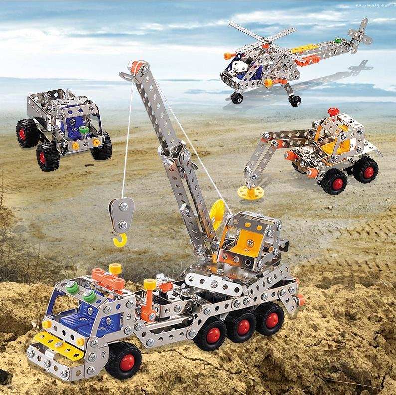 Advanced Erector Set metal construction kit for adults featuring motorized parts complex engineering designs and detailed building instructions